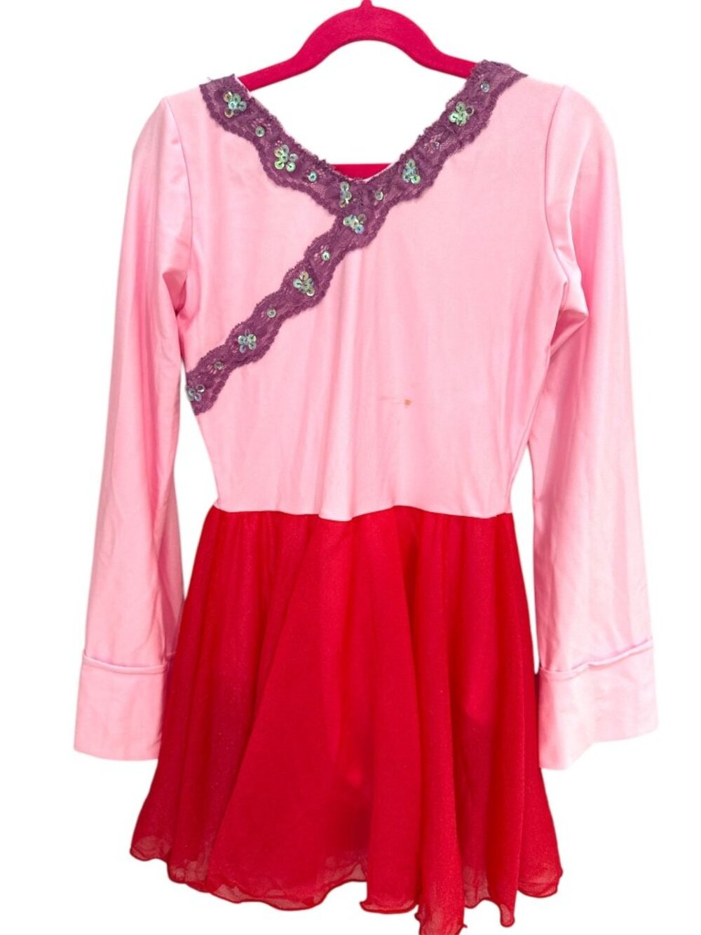 Revolution Dancewear Girl's Pink & Red Leotard Dress Costume Size LC